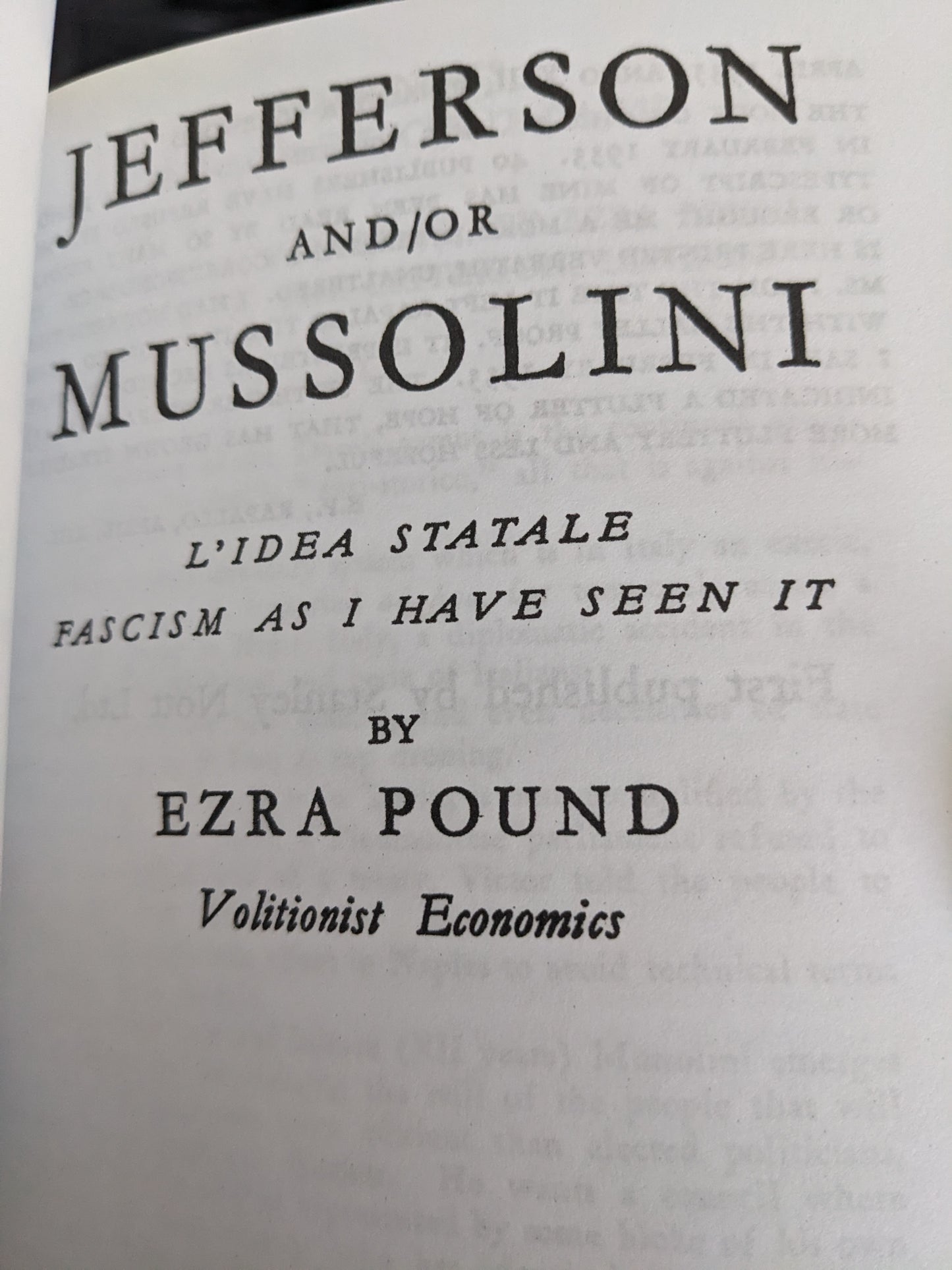 Jefferson and/or Mussolini by Ezra Pound