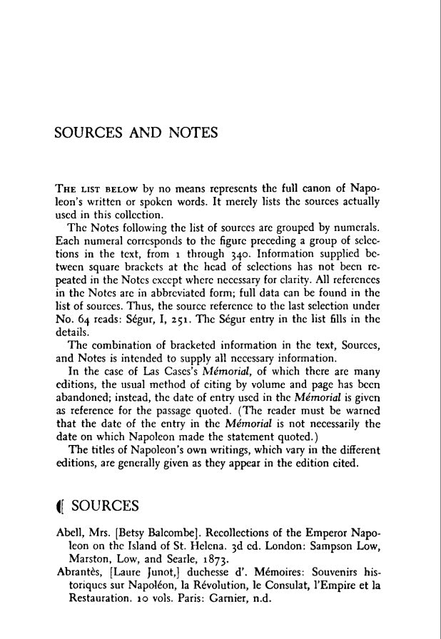 The Mind of Napoleon, ed. and trans. by J. Christopher Herold