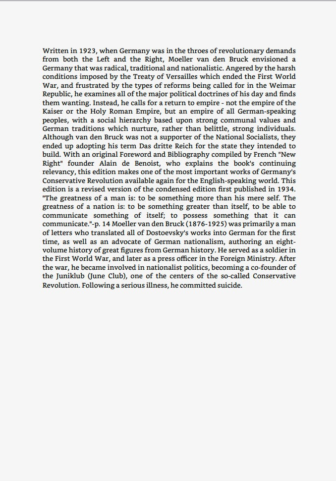 Germany's Third Empire by Arthur Moeller Van Den Bruck