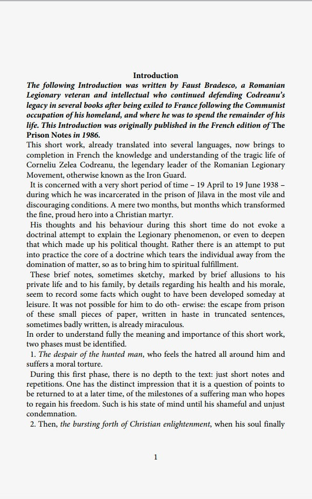 The Prison Notes by Corneliu Zelea Codreanu