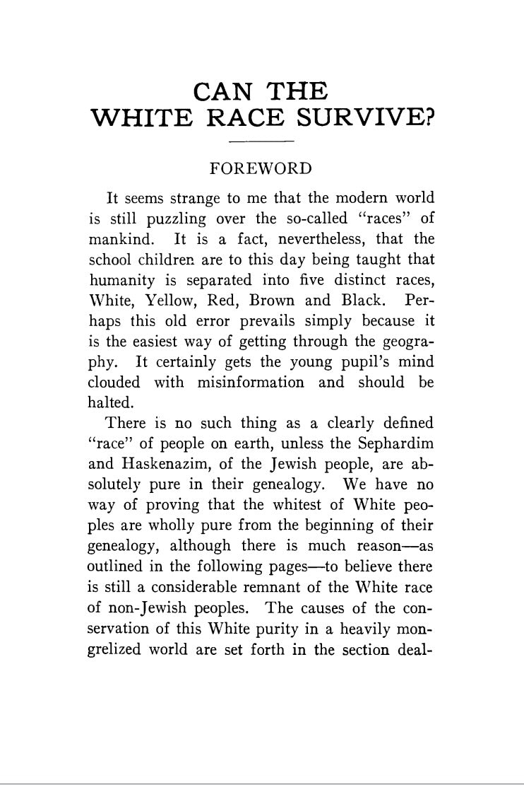 Can the White Race Survive? by James Denson Sayers