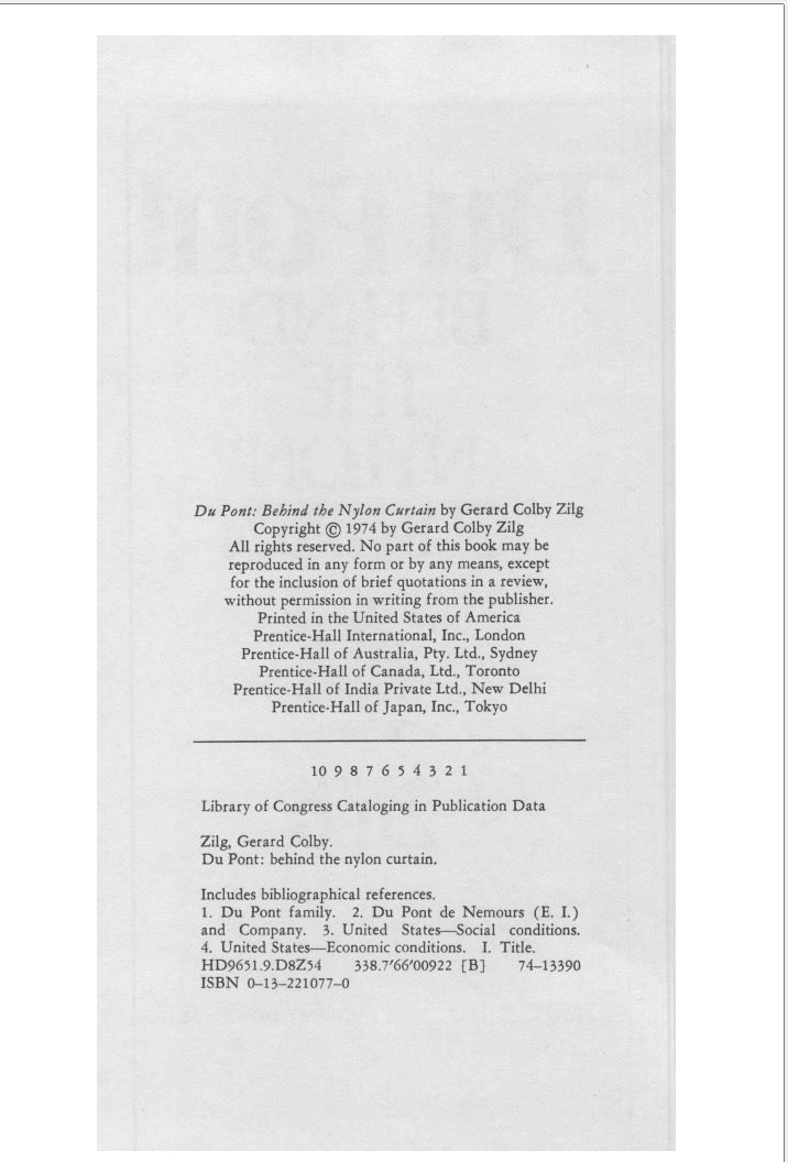 DuPont: Behind the Nylon Curtain by Gerard Colby Zilg