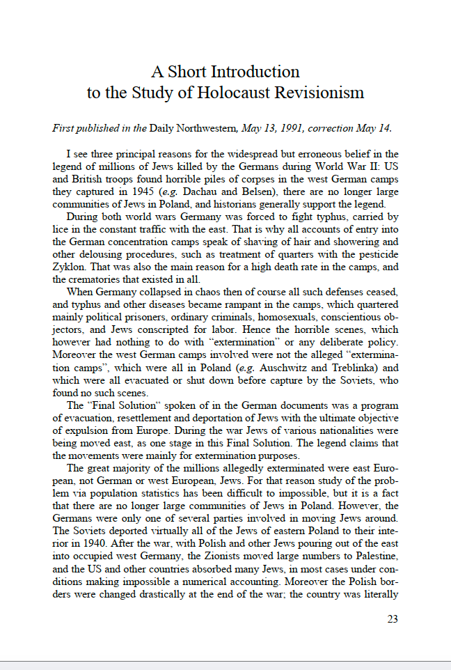 The Hoax of the Twentieth Century by Arthur Butz
