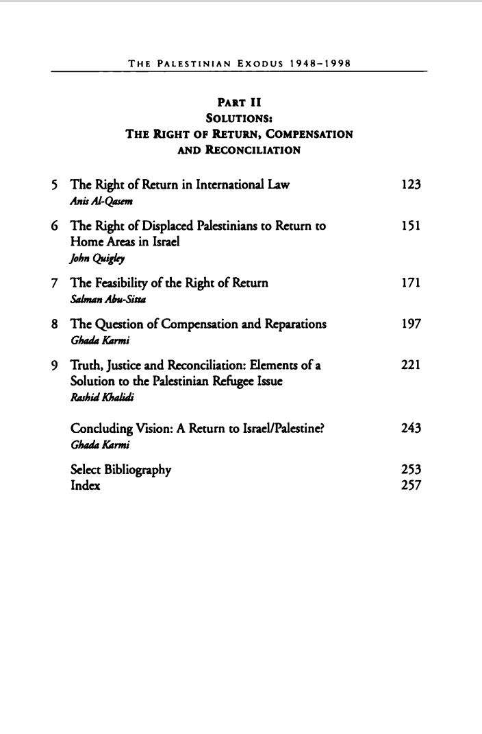 The Palestinian Exodus: 1948-1998, edited by Ghada Karmi and Eugene Cotran