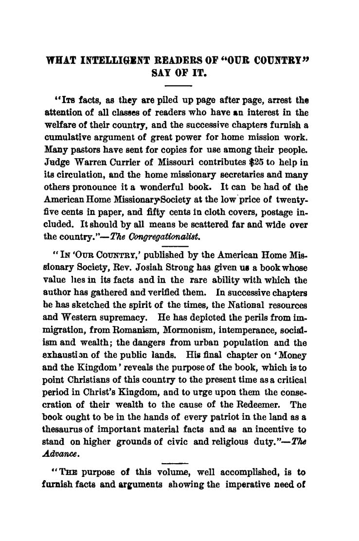 Our Country by Rev. Josiah Strong
