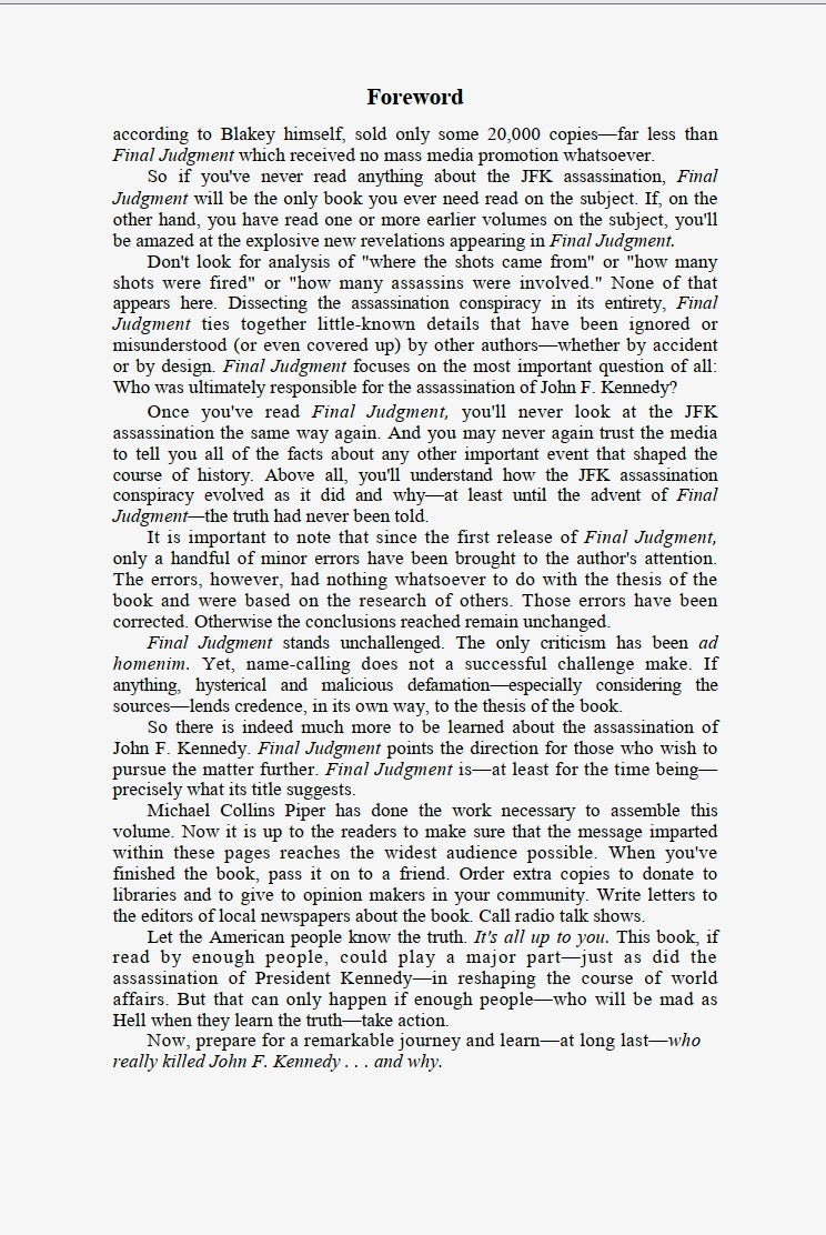 Final Judgement by Michael Collins Piper