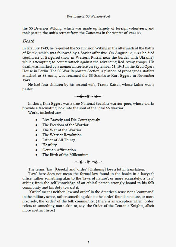 Kurt Eggers, the SS Warrior-Poet: Collected Writings