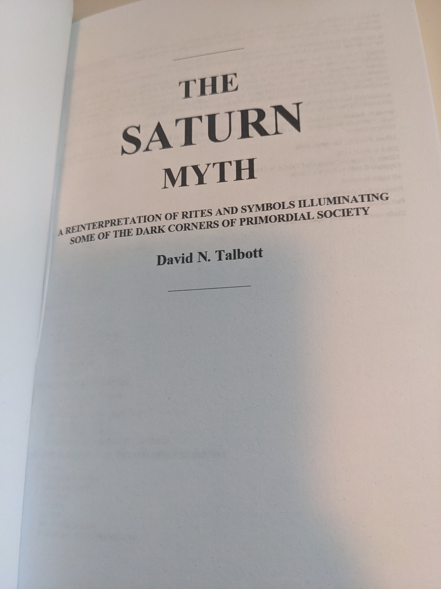 The Saturn Myth by David Talbott