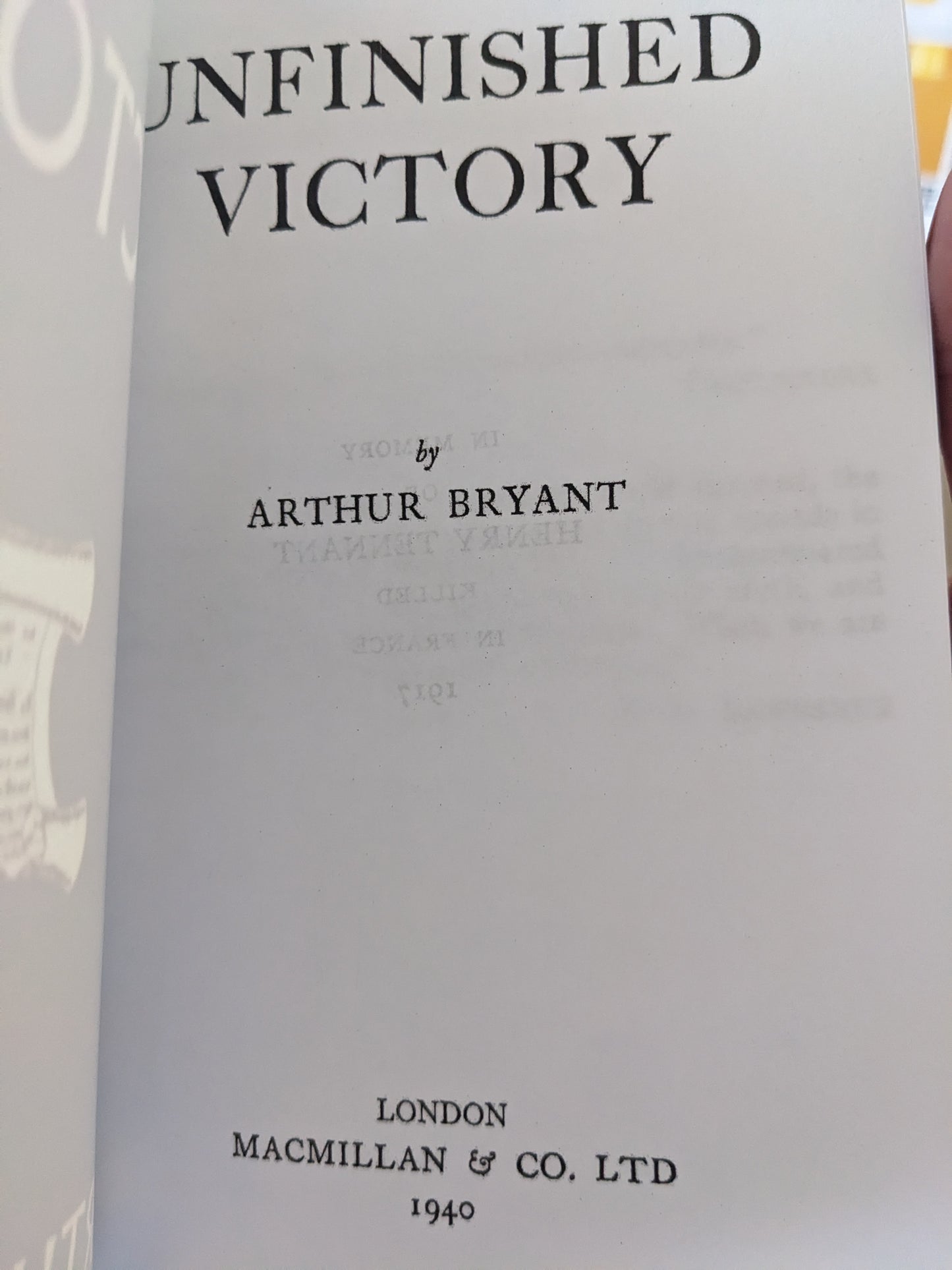 Unfinished Victory by Arthur Bryant
