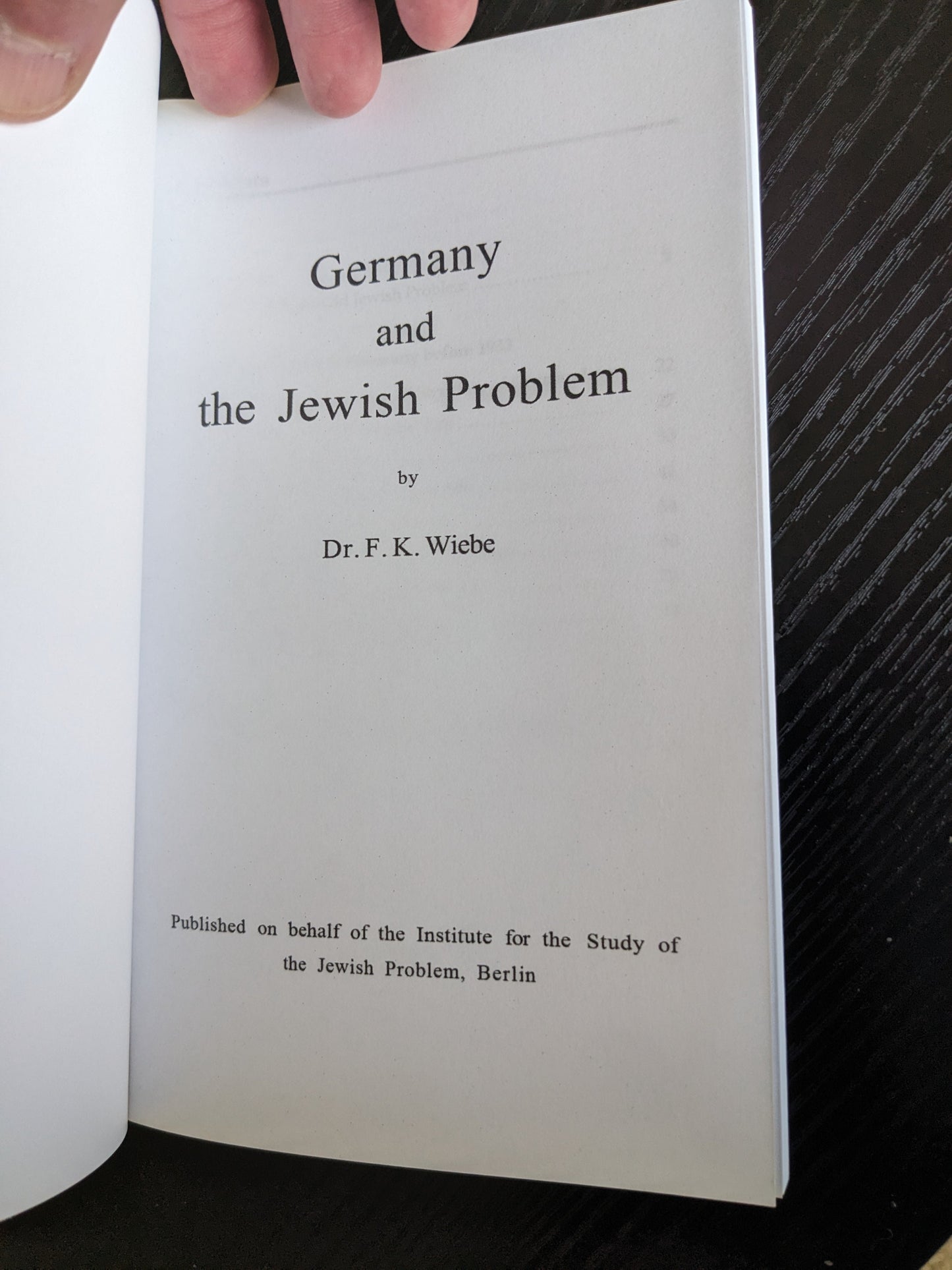 Germany and the Jewish Problem by Friedrich Karl Wiebe