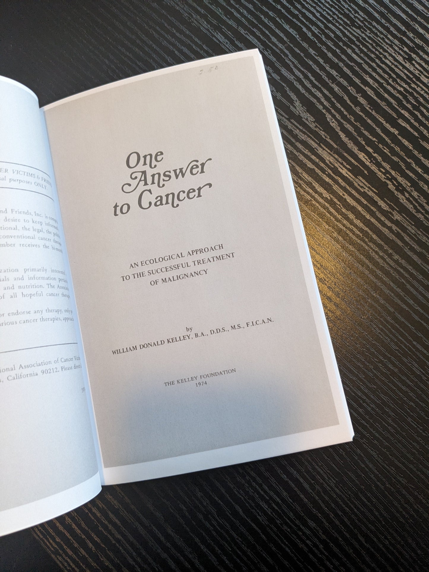 One Answer to Cancer by William Donald Kelley