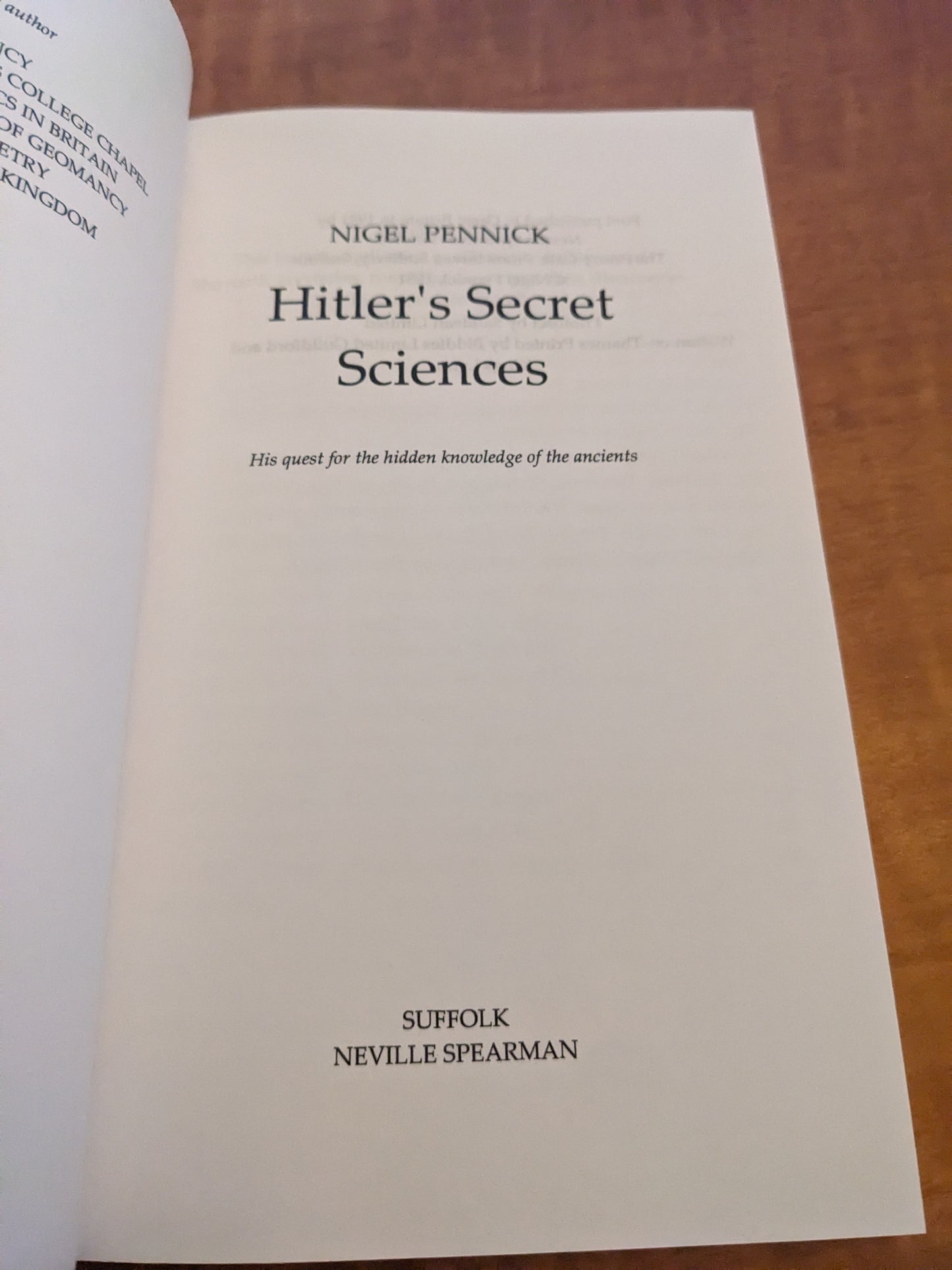 Hitler's Secret Sciences by Nigel Pennick