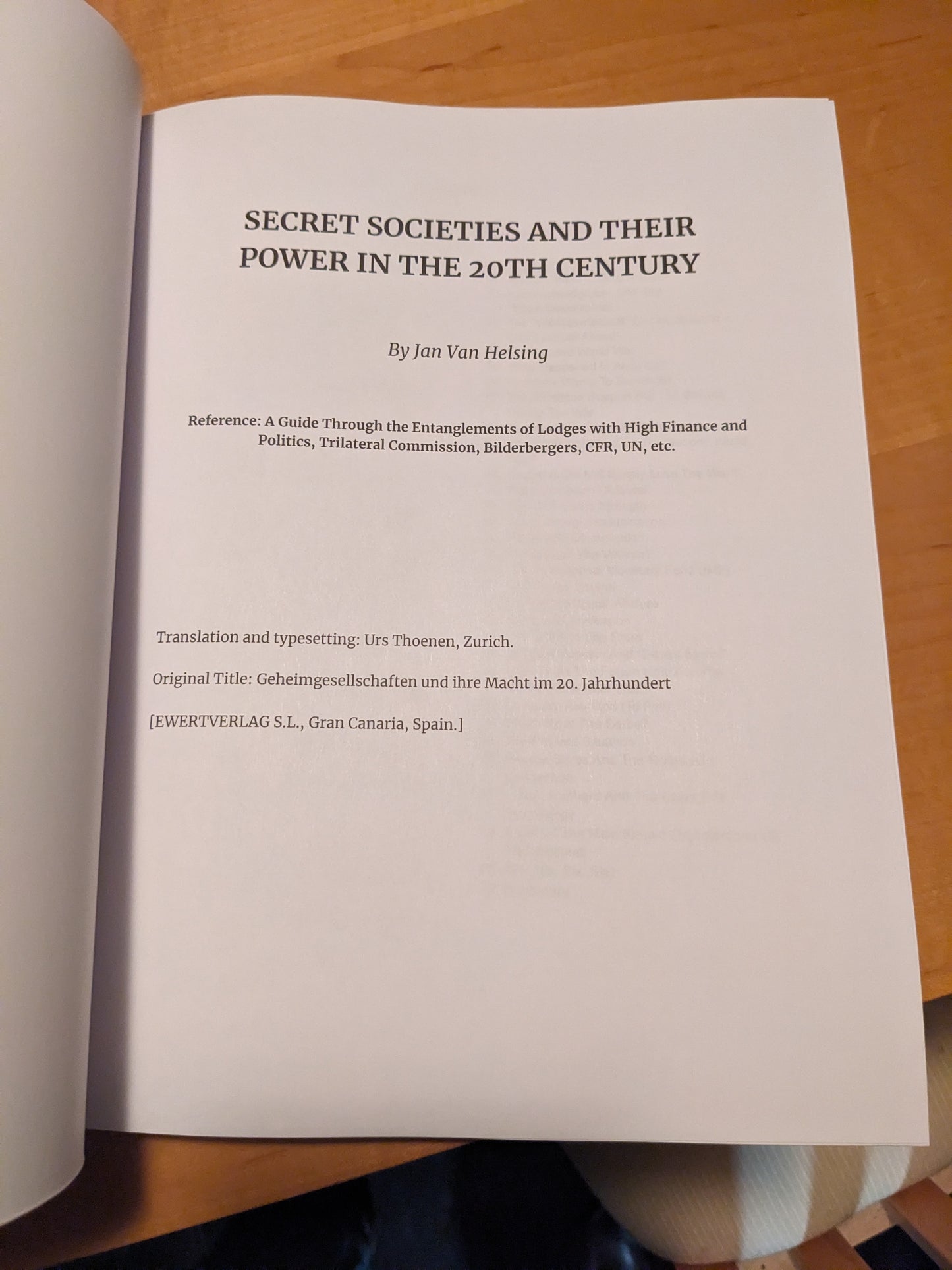 Secret Societies and Their Power in the 20th Century by Jan Van Helsing