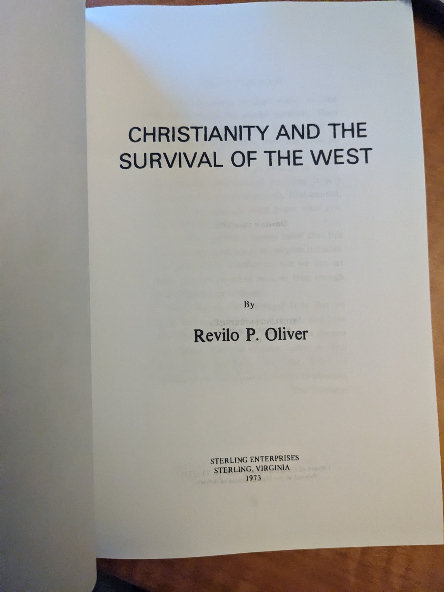 Christianity and the Survival of the West by Revilo P. Oliver