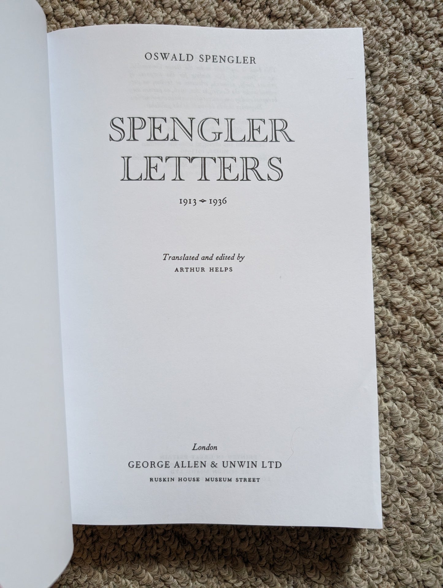 Spengler Letters, 1913-1936 by Oswald Spengler