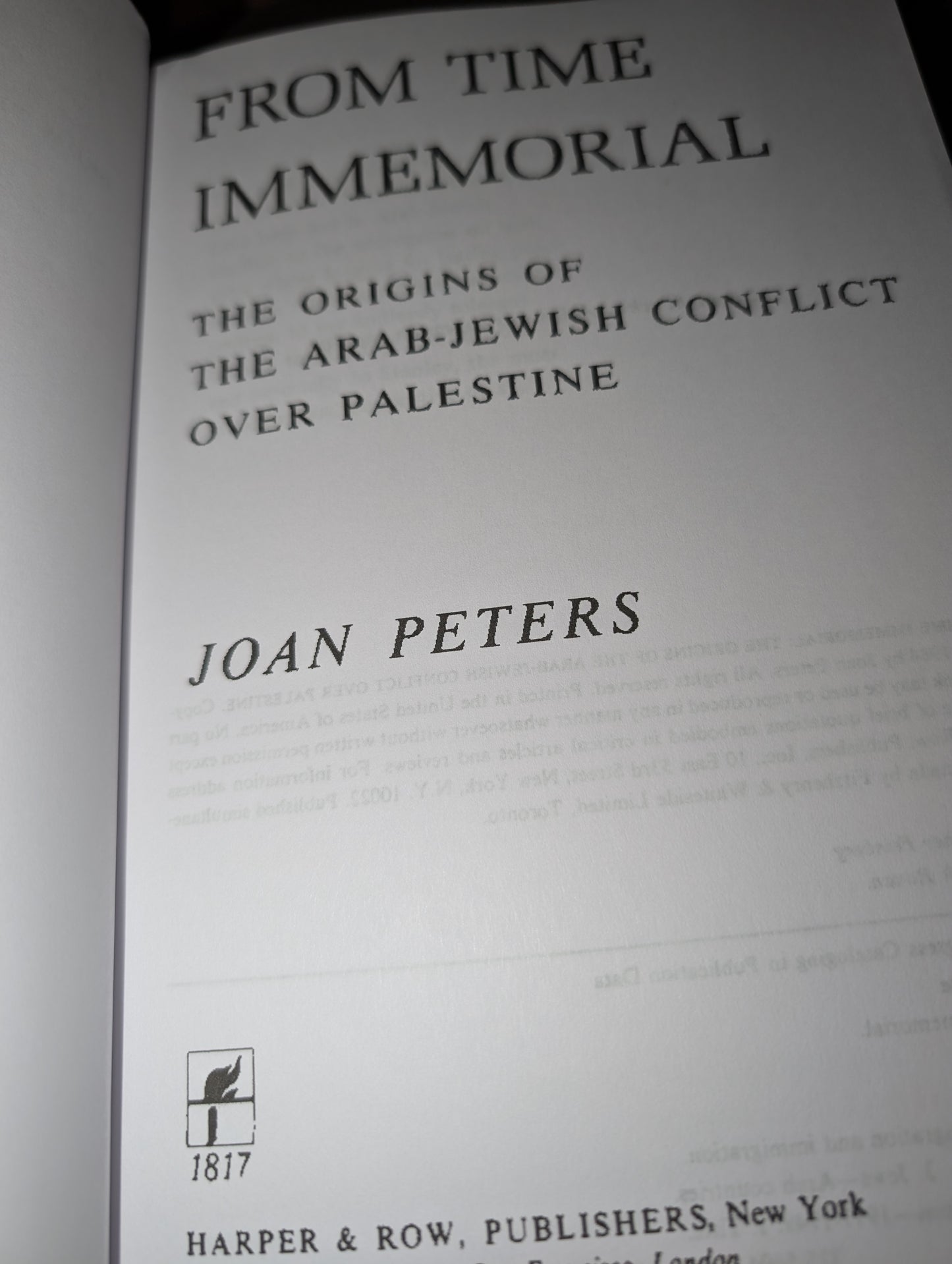 From Time Immemorial by Joan Peters