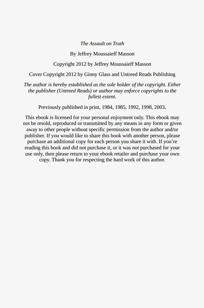 The Assault on Truth [Freud] by Jeffrey Moussaieff Masson