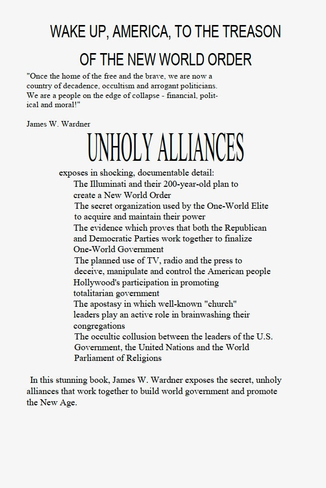 Unholy Alliances by Dr. James W. Wardner