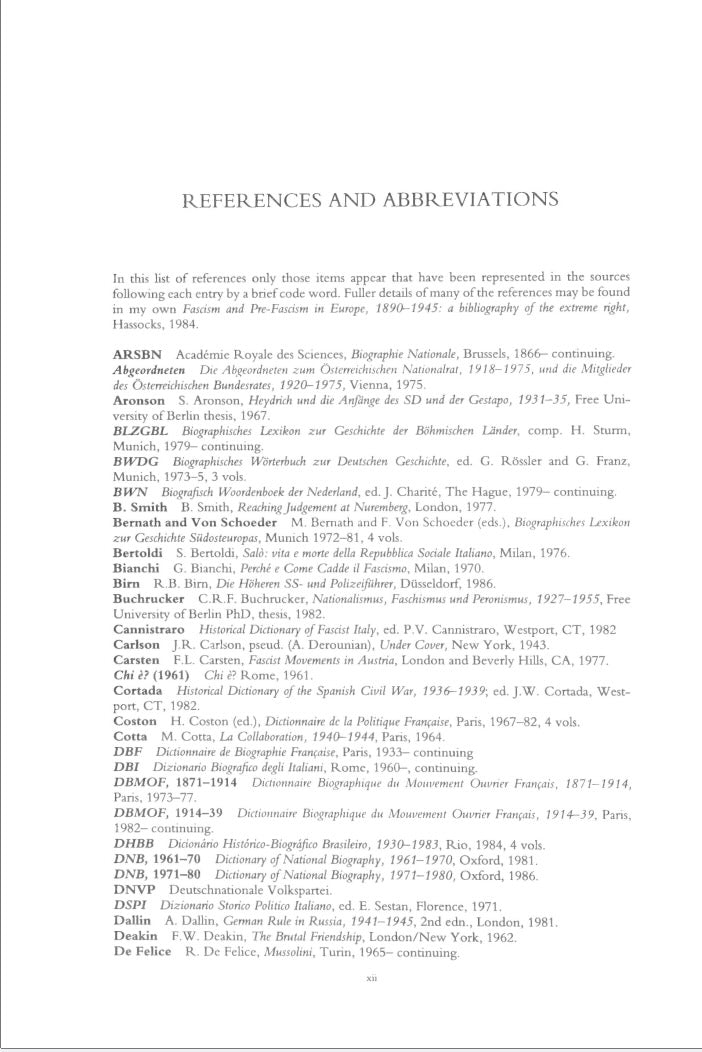 Biographical Dictionary Of The Extreme Right Since 1890 by Philip Rees