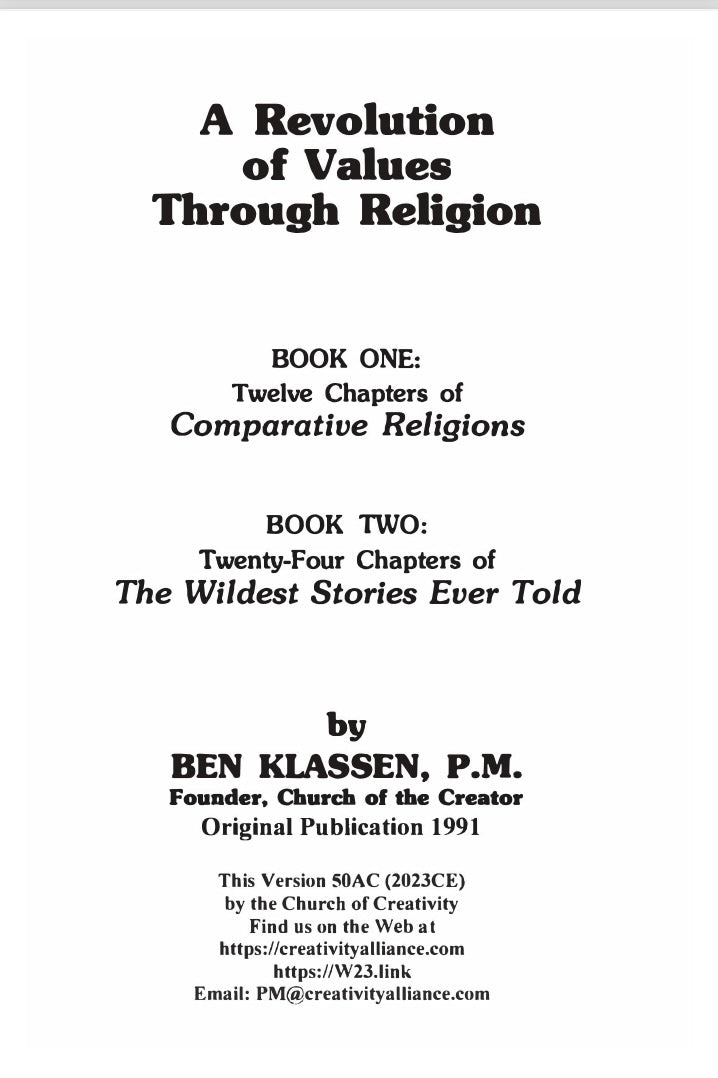 A Revolution of Values Through Religion by Ben Klassen