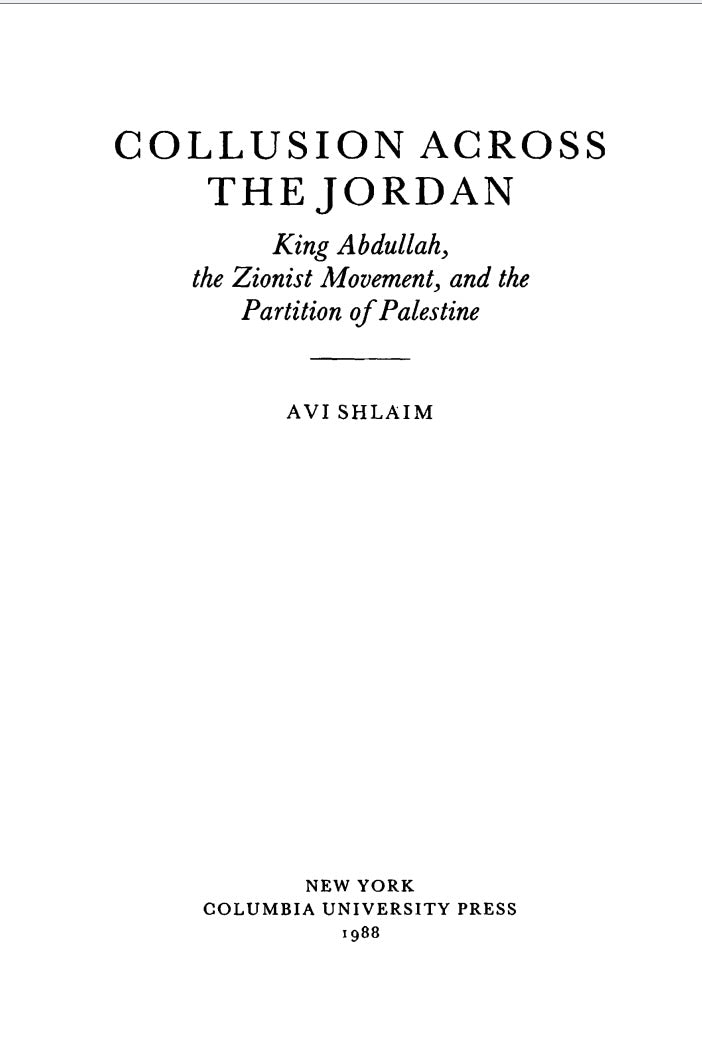 Collusion Across The Jordan by Avi Shlaim