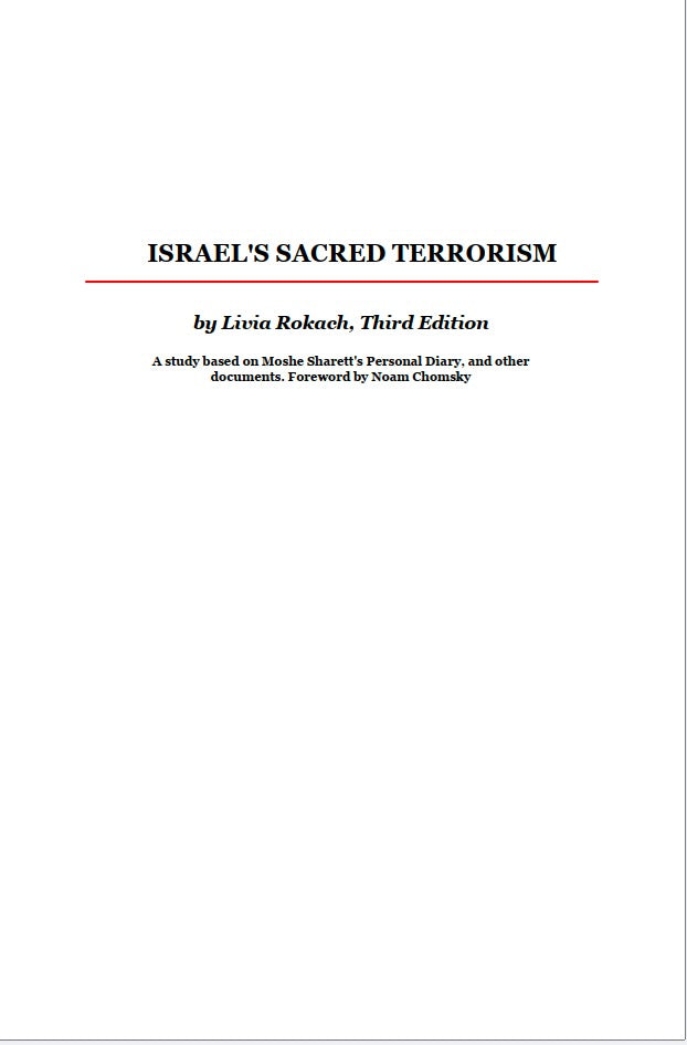 Israel's Sacred Terrorism by Livia Rokach