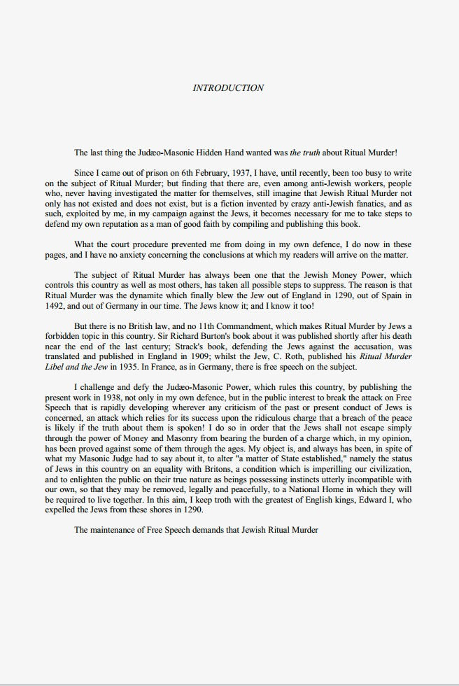 Jewish Ritual Murder by Arnold Leese