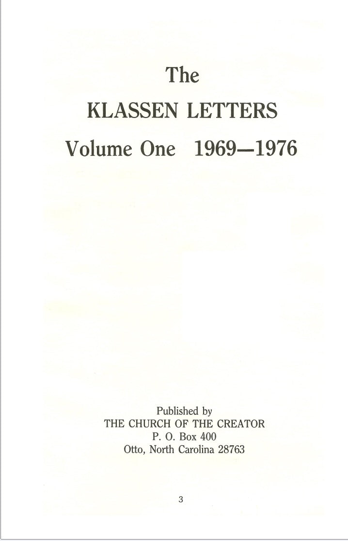 The Klassen Letters, Volume 1 by Ben Klassen