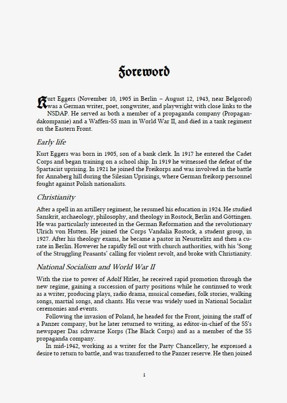 Kurt Eggers, the SS Warrior-Poet: Collected Writings