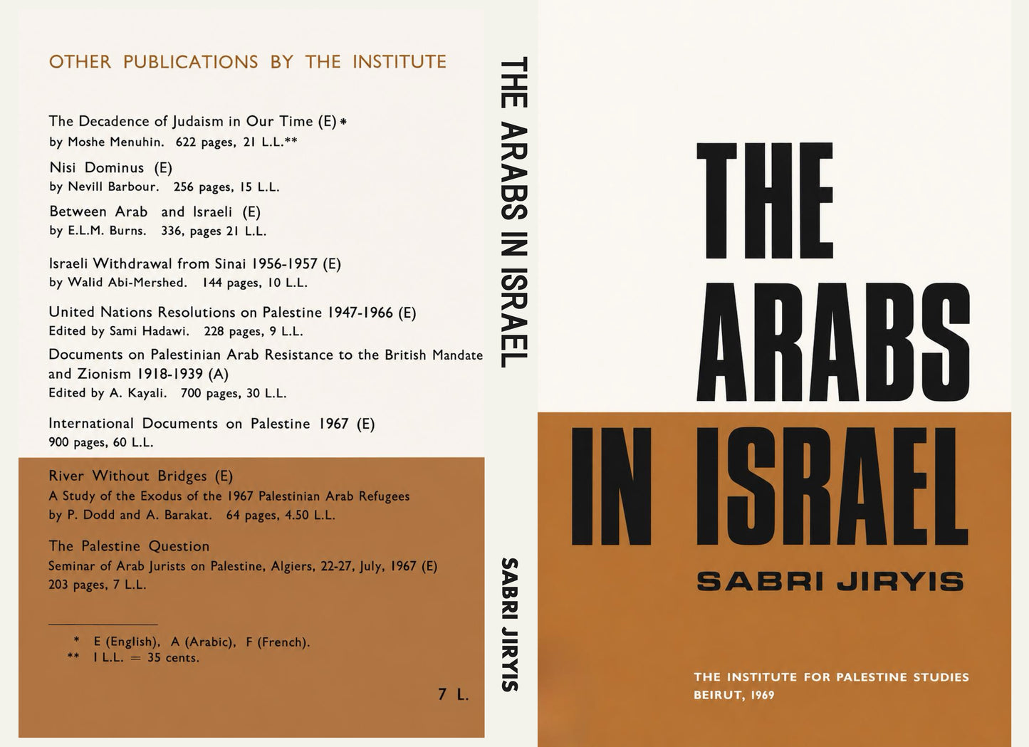 The Arabs in Israel, 1948-1966 by Sabri Jiryis