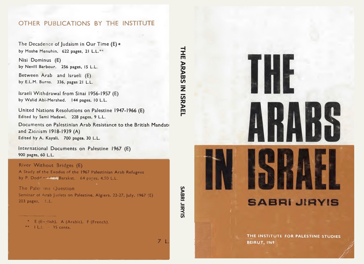 The Arabs in Israel, 1948-1966 by Sabri Jiryis