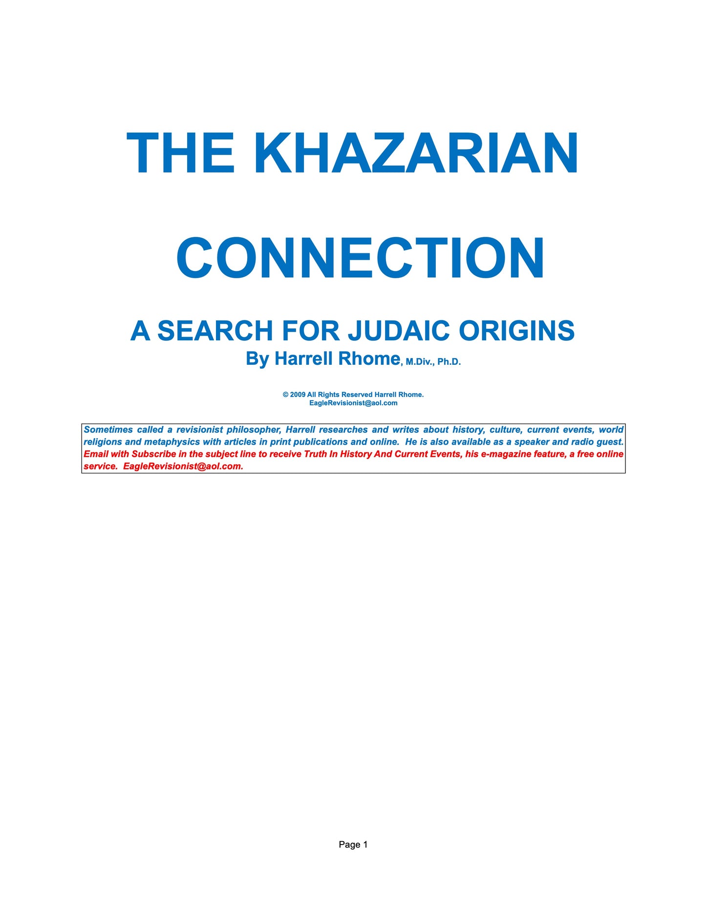 The Khazarian Connection by Harrell Rhome