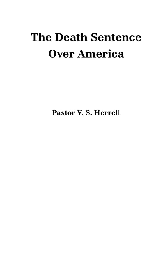 The Death Sentence Over America by V. S. Herrell