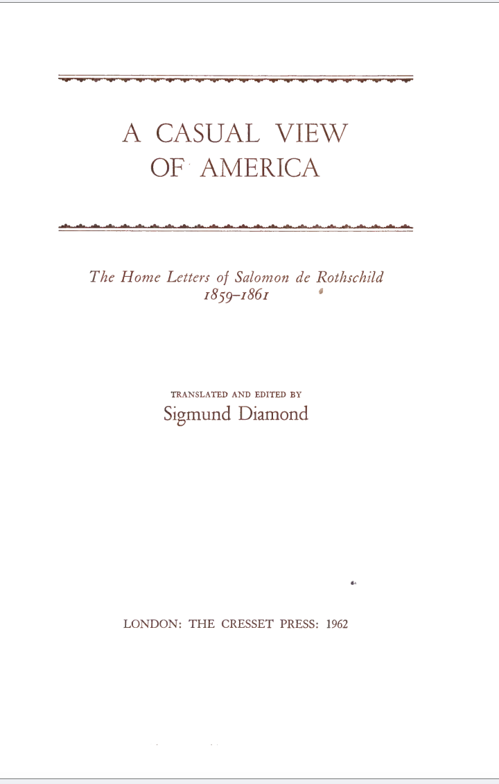 A Casual View of America by Salomon De Rothschild