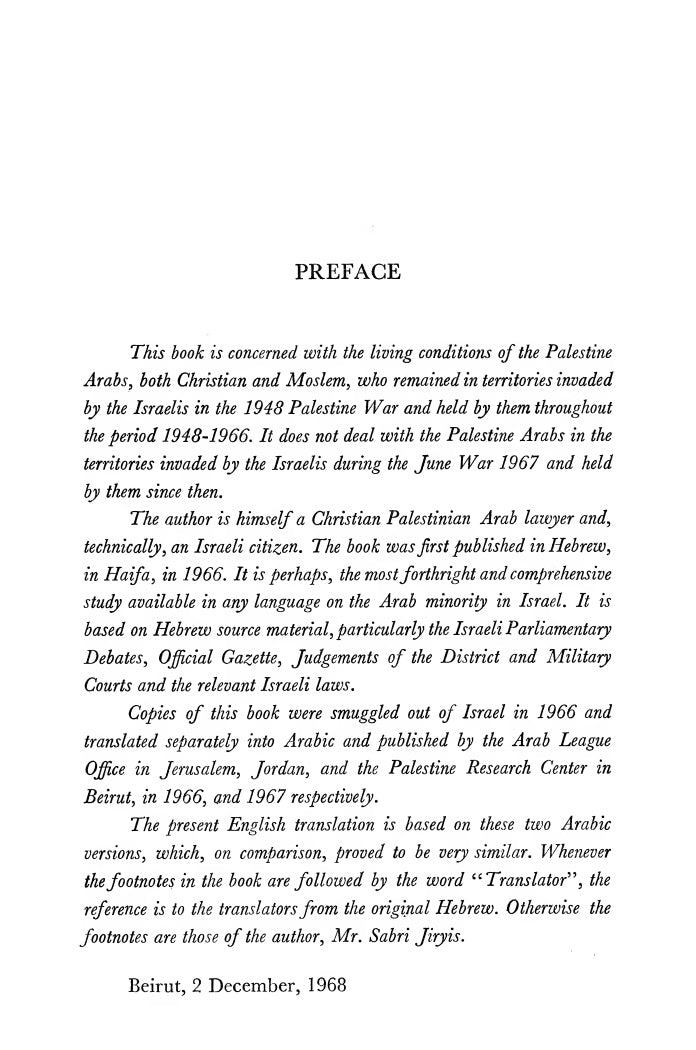 The Arabs in Israel, 1948-1966 by Sabri Jiryis