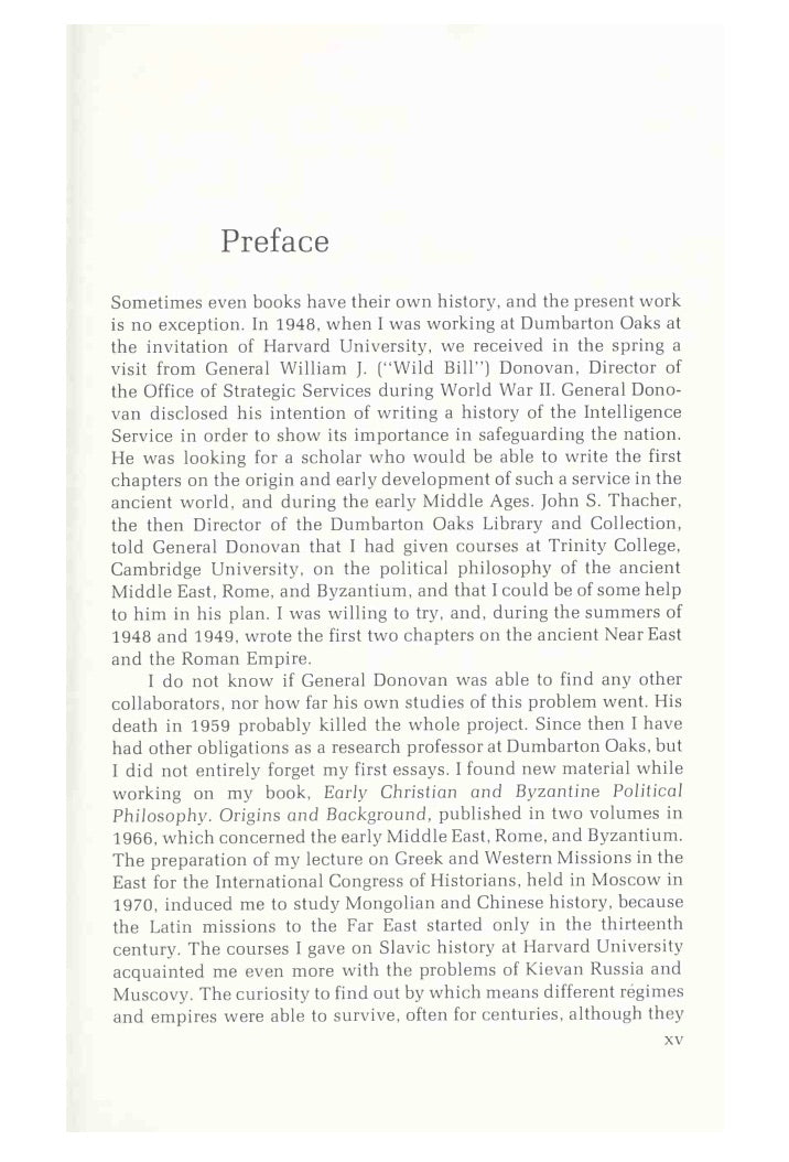 Origins of Intelligence Services by Francis Dvornik