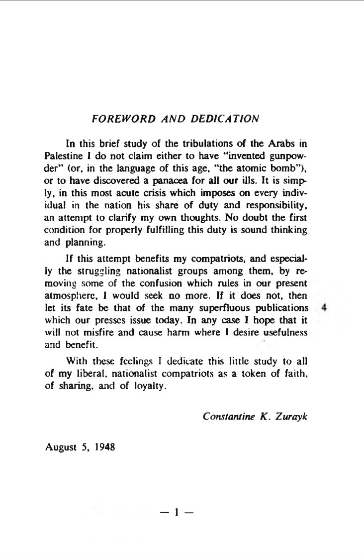The Meaning of the Disaster by Constantine Zurayk