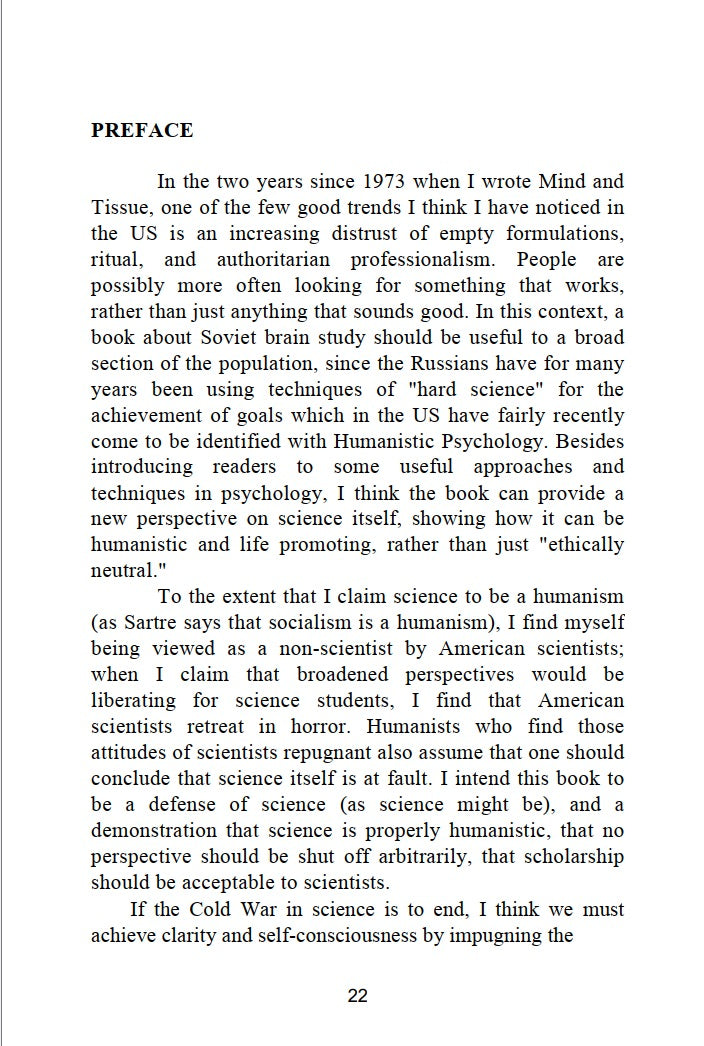 Mind and tissue: Russian Research Perspectives on the Human Brain by Ray Peat