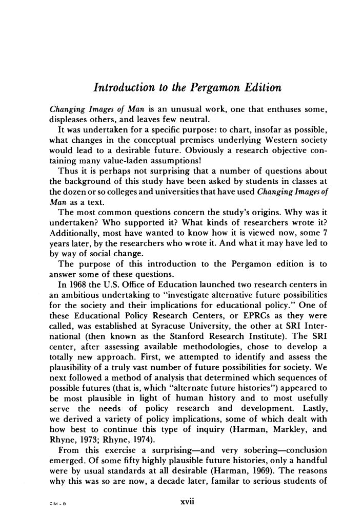 Changing Images of Man by O. W. Markley and Willis W. Harman (editors)