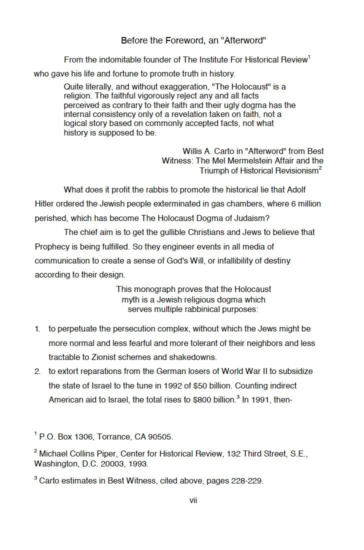 The Holocaust Dogma of Judaism by Ben Weintraub
