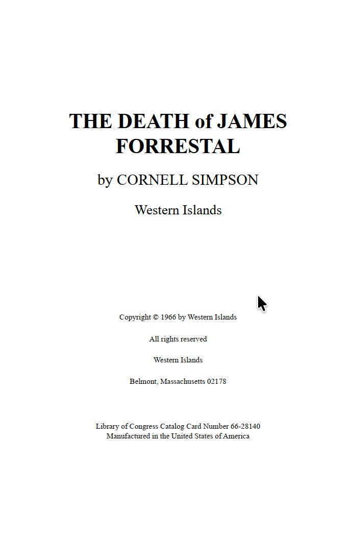 The Death of James Forrestal by Cornell Simpson