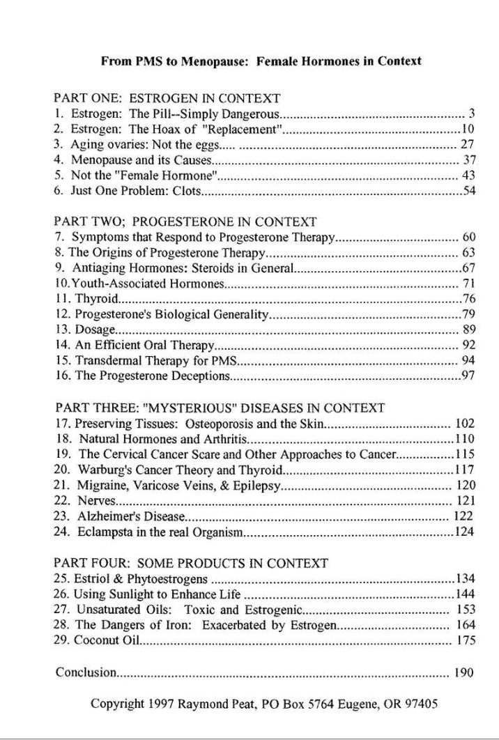From PMS to Menopause: Female Hormones in Context by Raymond Peat