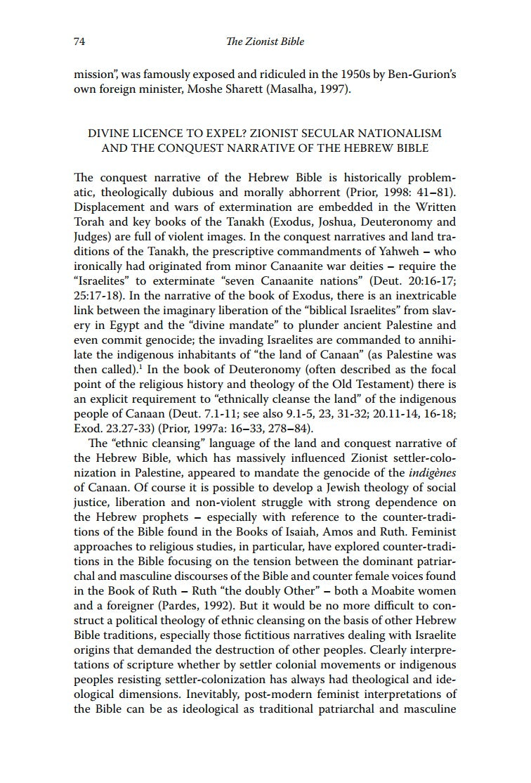 The Zionist Bible: Biblical Precedent, Colonialism and the Erasure of Memory by Nur Masalha