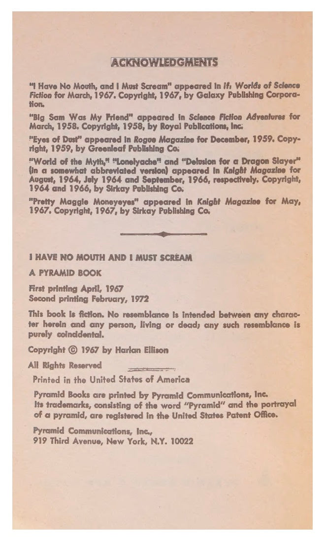 I Have No Mouth & I Must Scream by Harlan Ellison