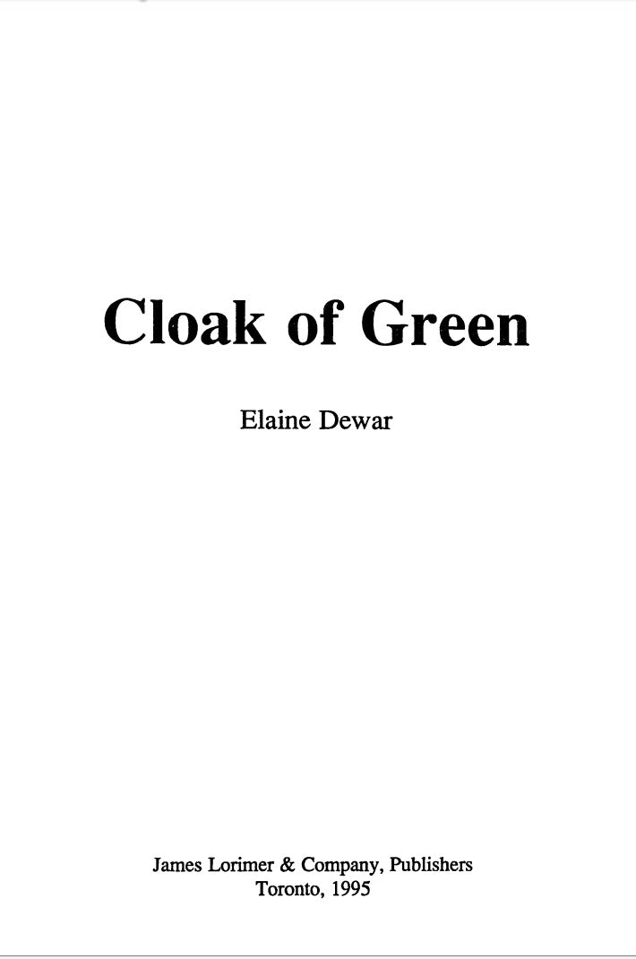 Cloak of Green by Elaine Dewar