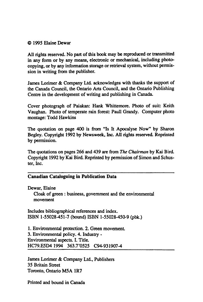 Cloak of Green by Elaine Dewar