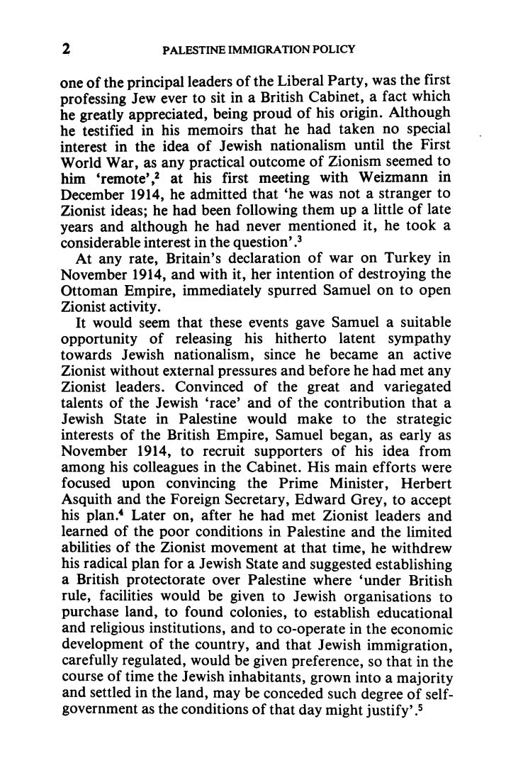 Palestine Immigration Policy under Sir Herbert Samuel by M. Mossek