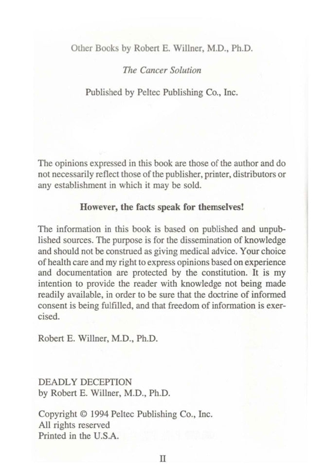 Deadly Deception by Robert E. Willner