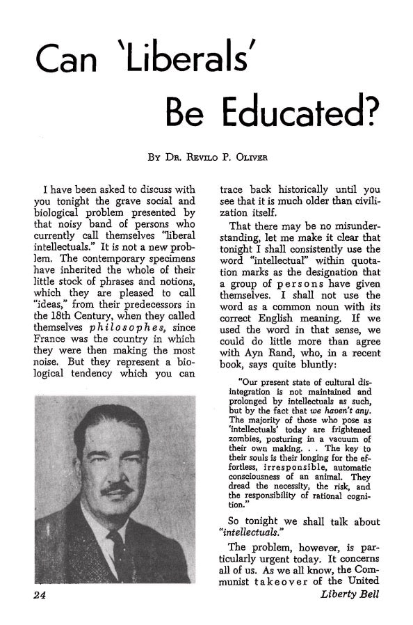 Can 'Liberals' Be Educated? by Revilo Oliver
