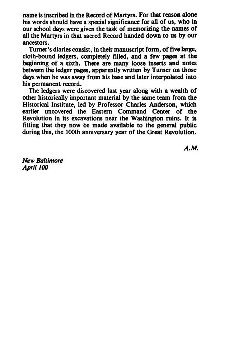 The Turner Diaries by Andrew Macdonald [William Luther Pierce]